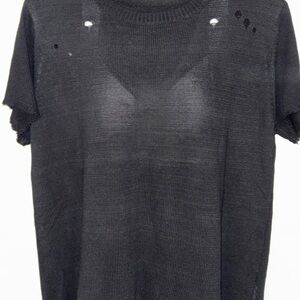 Black Distressed Knit Sweater